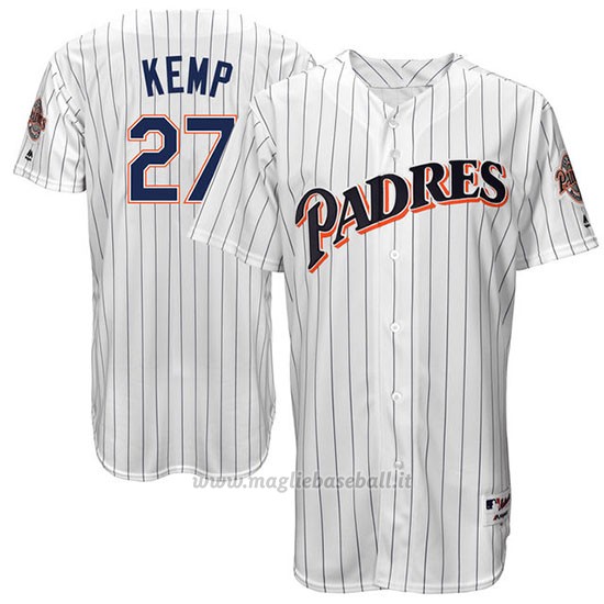 Maglia Baseball Uomo San Diego Padres San Diego Matt Kemp Turn Back The Clock Bianco